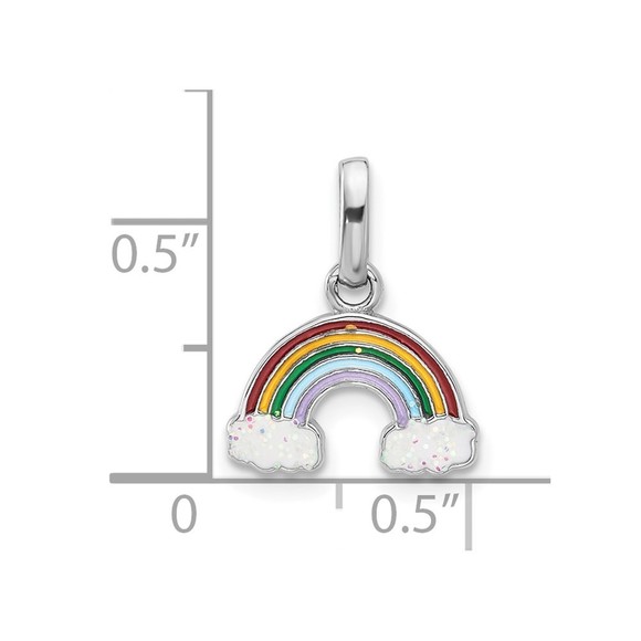 Sterling Silver Rhodium-plated Enameled Glitter Rainbow Pendant - Picture 2 of 4